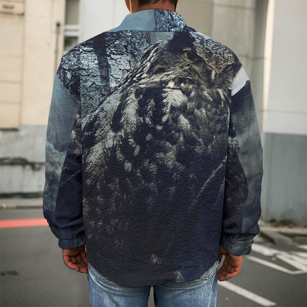 Owl At Night Print Men's Shirt Jacket