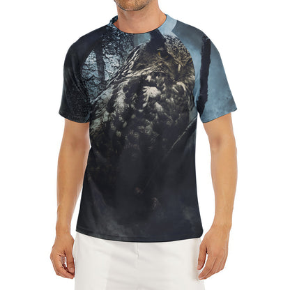 Owl At Night Print Men's Short Sleeve Rash Guard