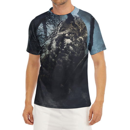 Owl At Night Print Men's Short Sleeve Rash Guard