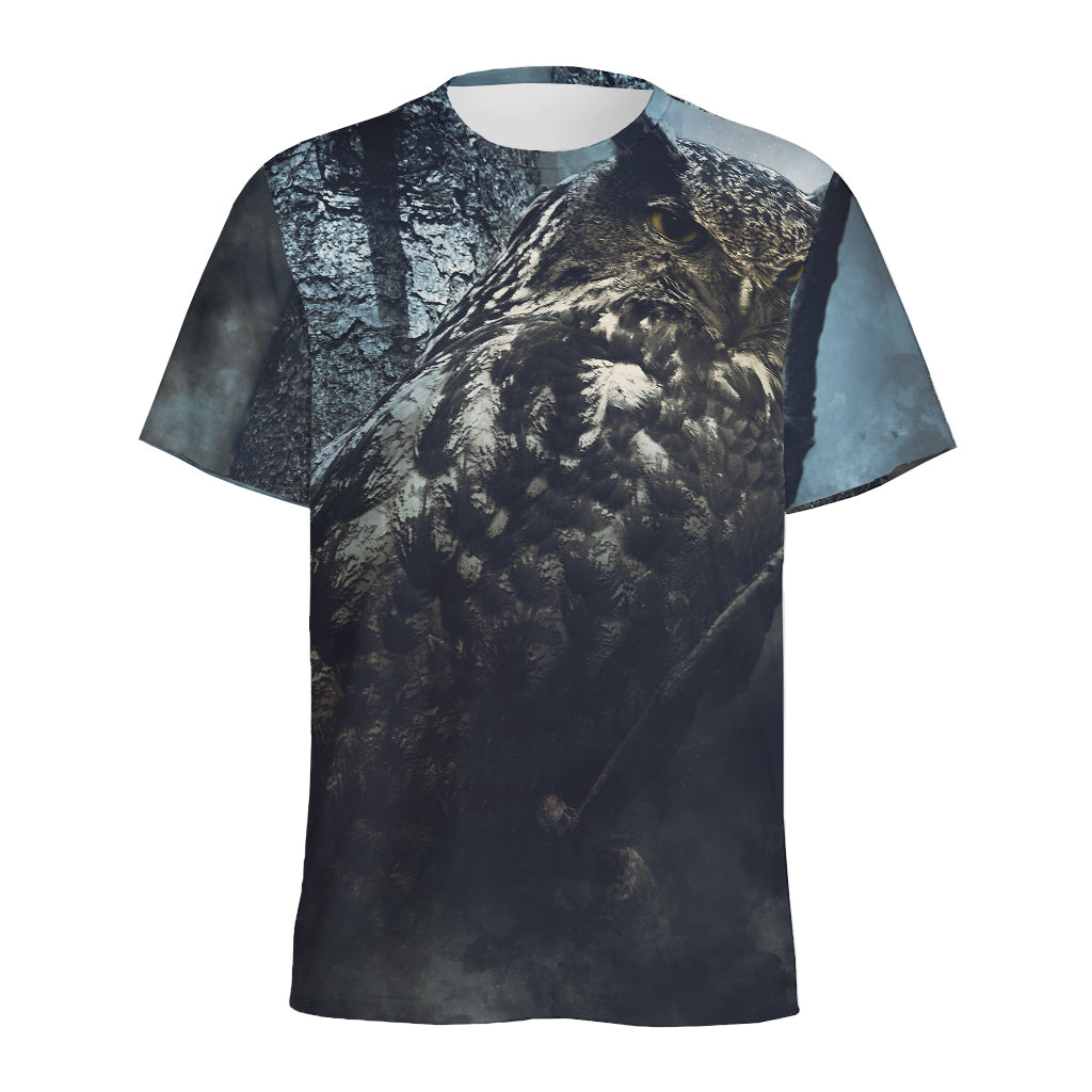 Owl At Night Print Men's Sports T-Shirt
