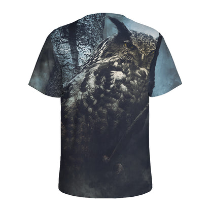Owl At Night Print Men's Sports T-Shirt