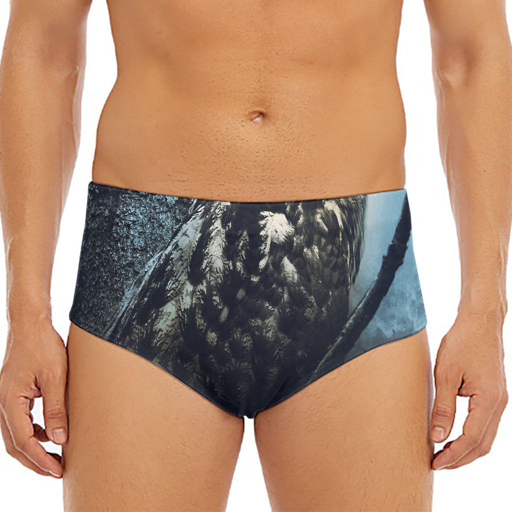 Owl At Night Print Men's Triangle Swim Briefs