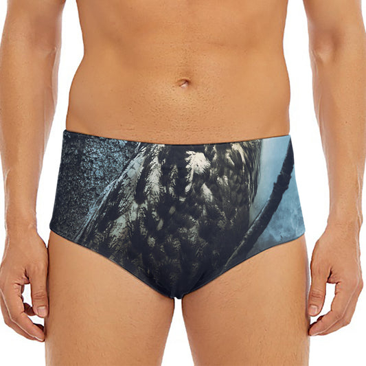 Owl At Night Print Men's Triangle Swim Briefs