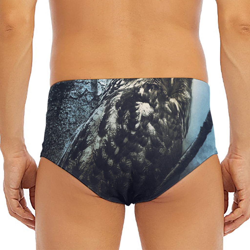 Owl At Night Print Men's Triangle Swim Briefs