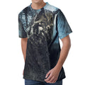 Owl At Night Print Men's Velvet T-Shirt