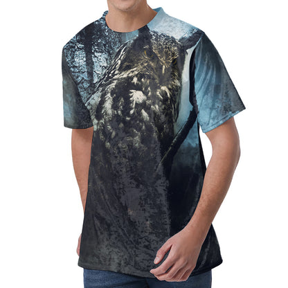 Owl At Night Print Men's Velvet T-Shirt