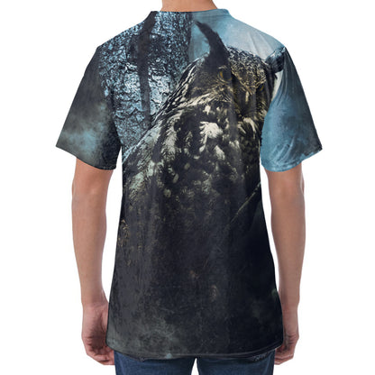 Owl At Night Print Men's Velvet T-Shirt
