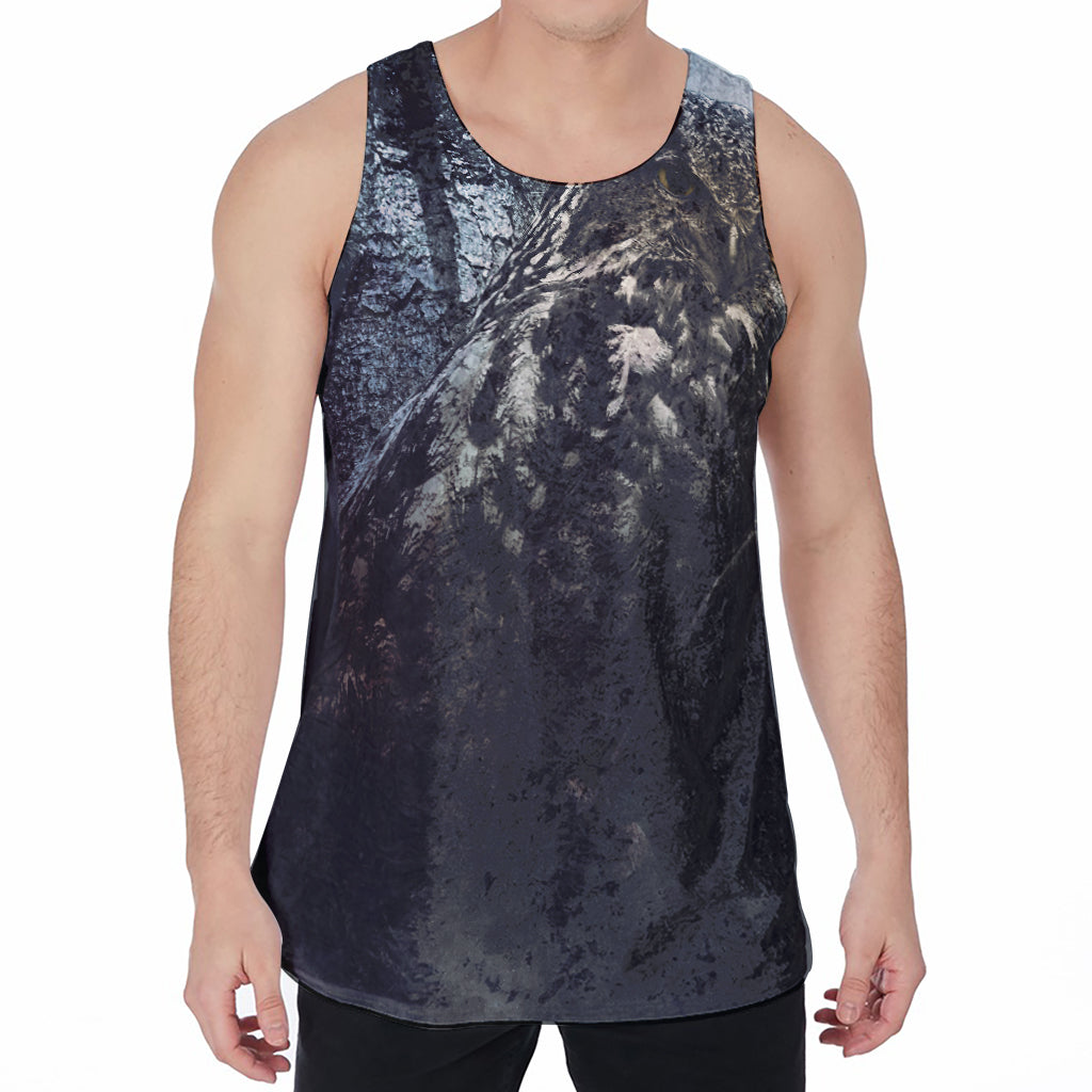 Owl At Night Print Men's Velvet Tank Top