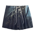 Owl At Night Print Mesh Shorts