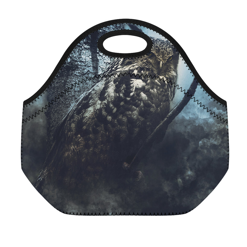 Owl At Night Print Neoprene Lunch Bag