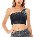 Owl At Night Print One Shoulder Crop Top