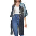 Owl At Night Print Open Front Beach Cover Up