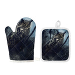 Owl At Night Print Oven Mitt And Pot Holder Set
