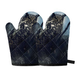 Owl At Night Print Oven Mitts