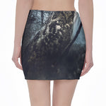 Owl At Night Print Pencil Mini Skirt
