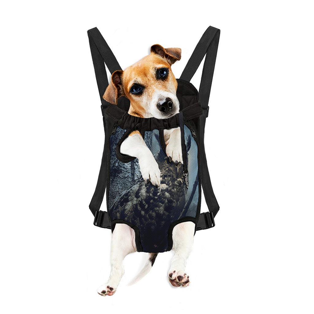 Owl At Night Print Pet Carrier Backpack