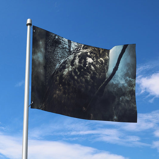 Owl At Night Print Polyester Flag