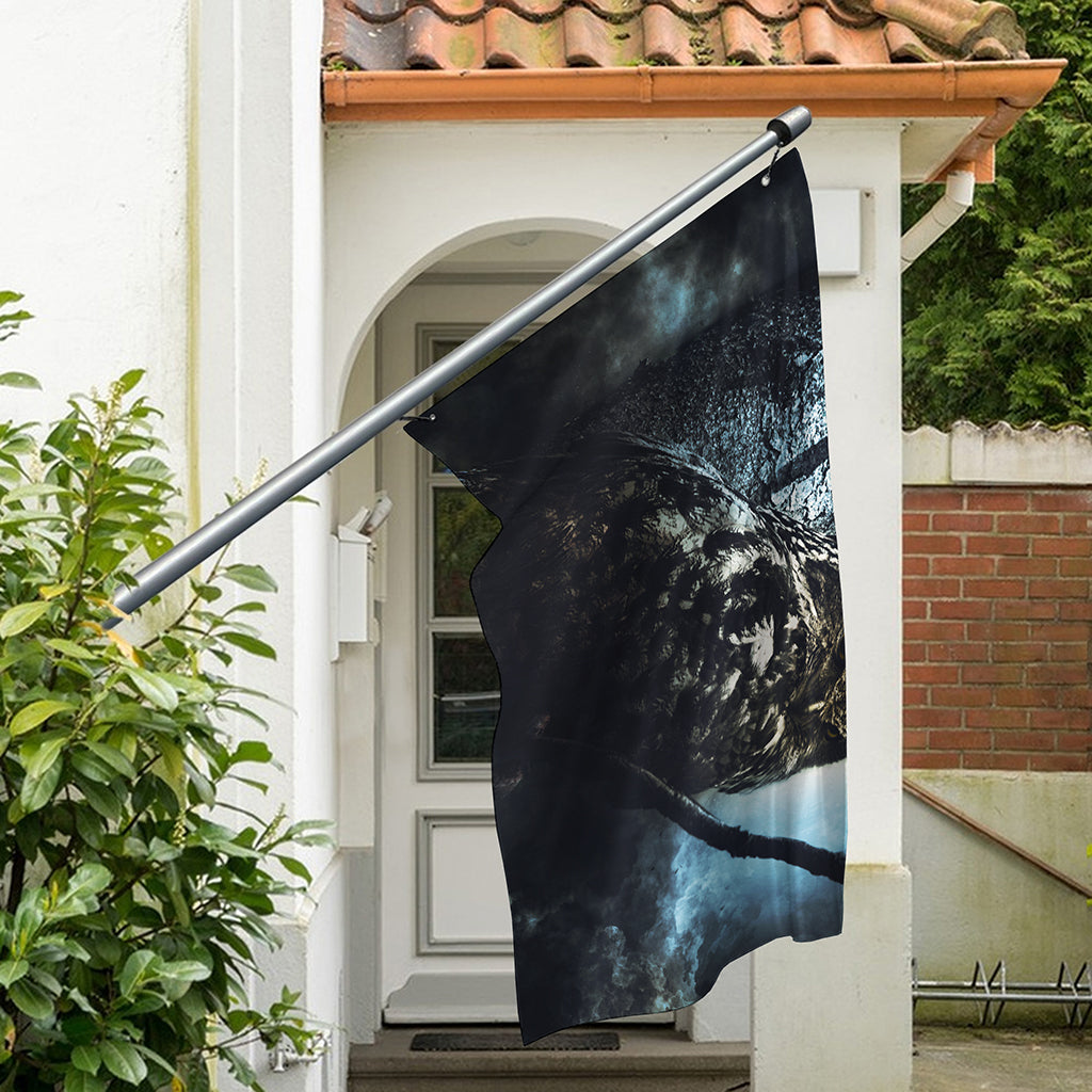 Owl At Night Print Polyester Flag