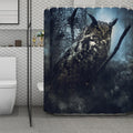 Owl At Night Print Polyester Shower Curtain