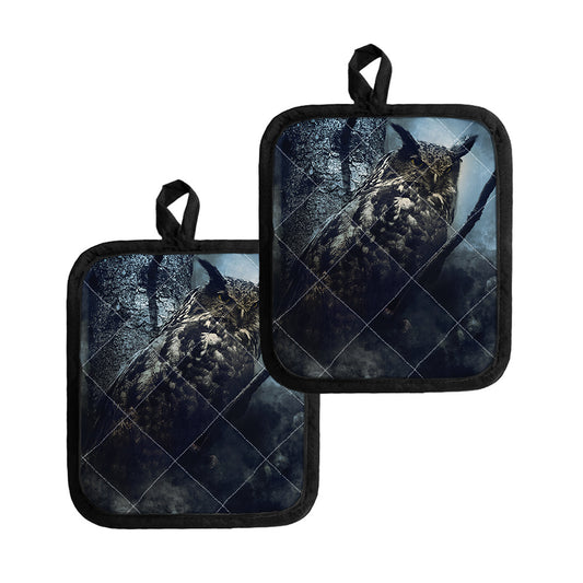 Owl At Night Print Pot Holders
