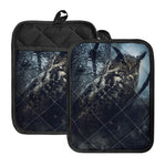 Owl At Night Print Pot Holders With Pocket