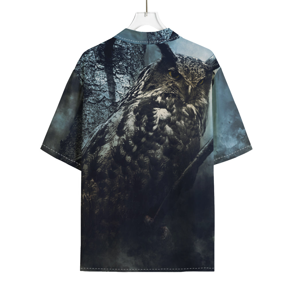 Owl At Night Print Rayon Hawaiian Shirt