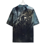 Owl At Night Print Rayon Hawaiian Shirt
