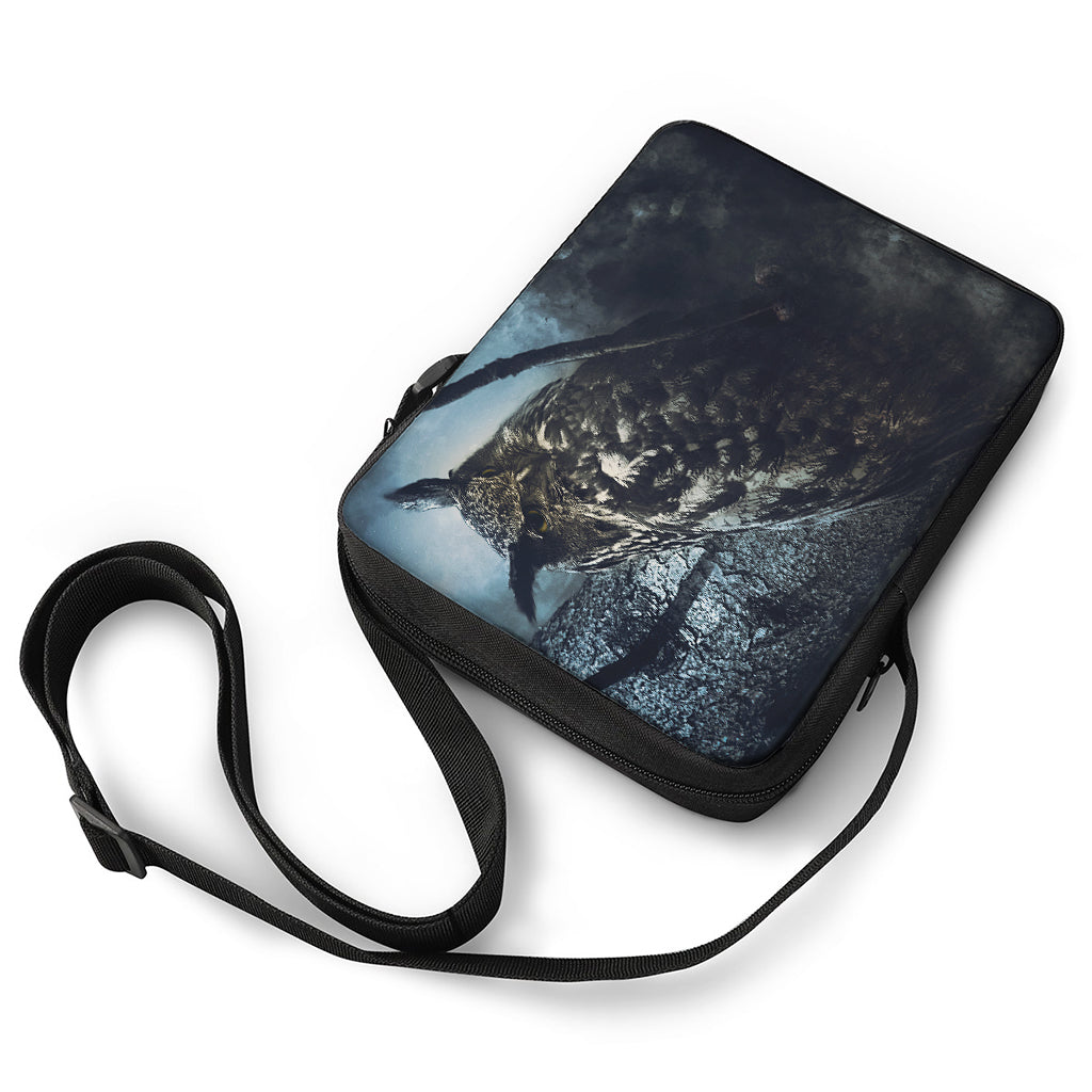 Owl At Night Print Rectangular Crossbody Bag