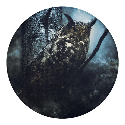 Owl At Night Print Round Blanket