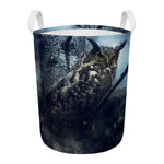Owl At Night Print Round Laundry Basket