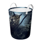 Owl At Night Print Round Laundry Basket