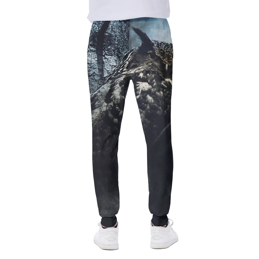 Owl At Night Print Scuba Joggers