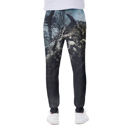 Owl At Night Print Scuba Joggers