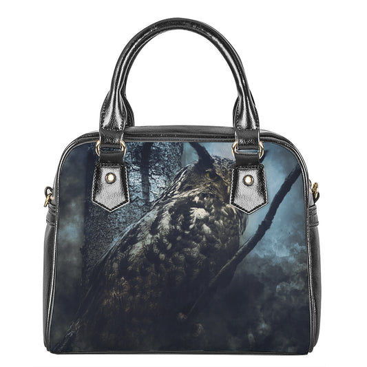 Owl At Night Print Shoulder Handbag