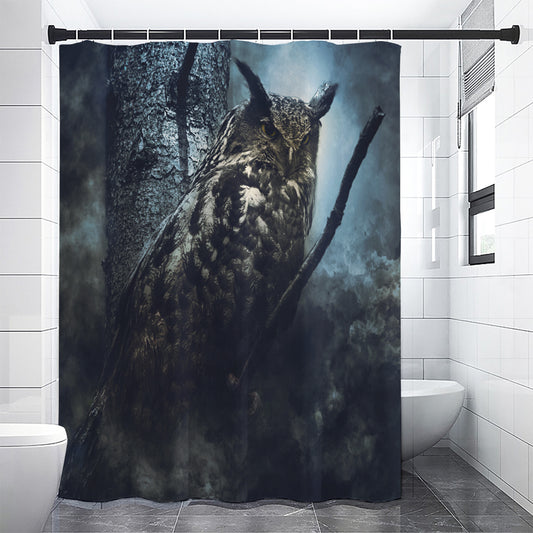 Owl At Night Print Shower Curtain