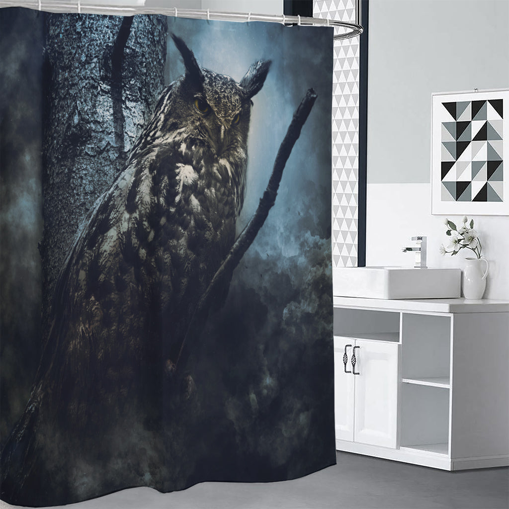 Owl At Night Print Shower Curtain