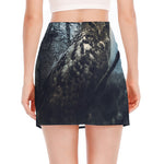 Owl At Night Print Side Slit Mini Skirt