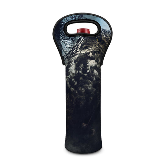 Owl At Night Print Single Neoprene Wine Tote