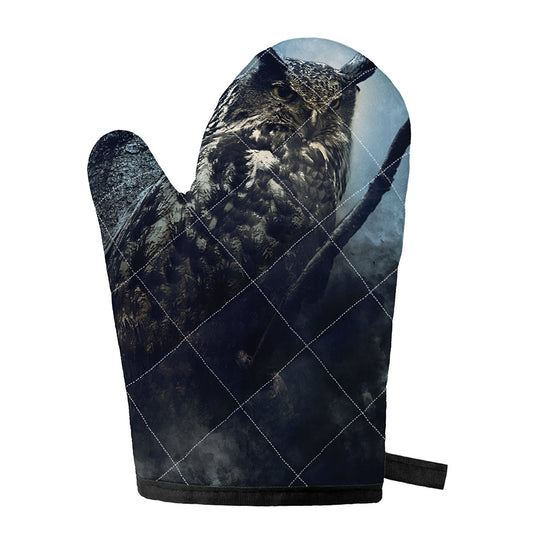 Owl At Night Print Single Oven Mitt