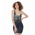 Owl At Night Print Sleeveless Bodycon Dress