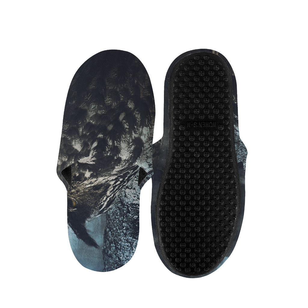 Owl At Night Print Slippers