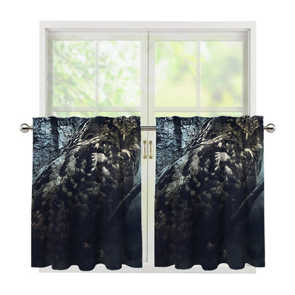 Owl At Night Print Tier Curtains