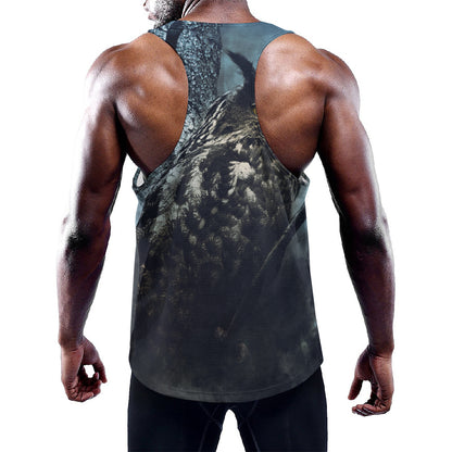 Owl At Night Print Training Tank Top