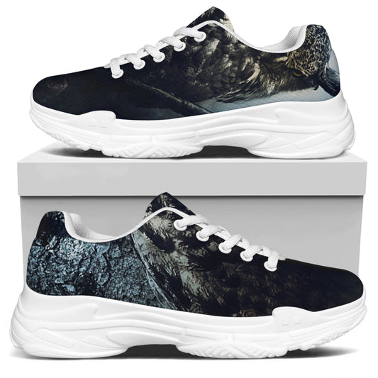 Owl At Night Print White Chunky Shoes
