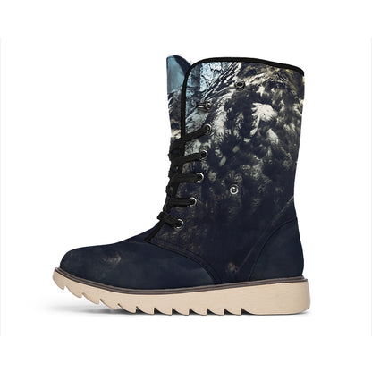 Owl At Night Print Winter Boots