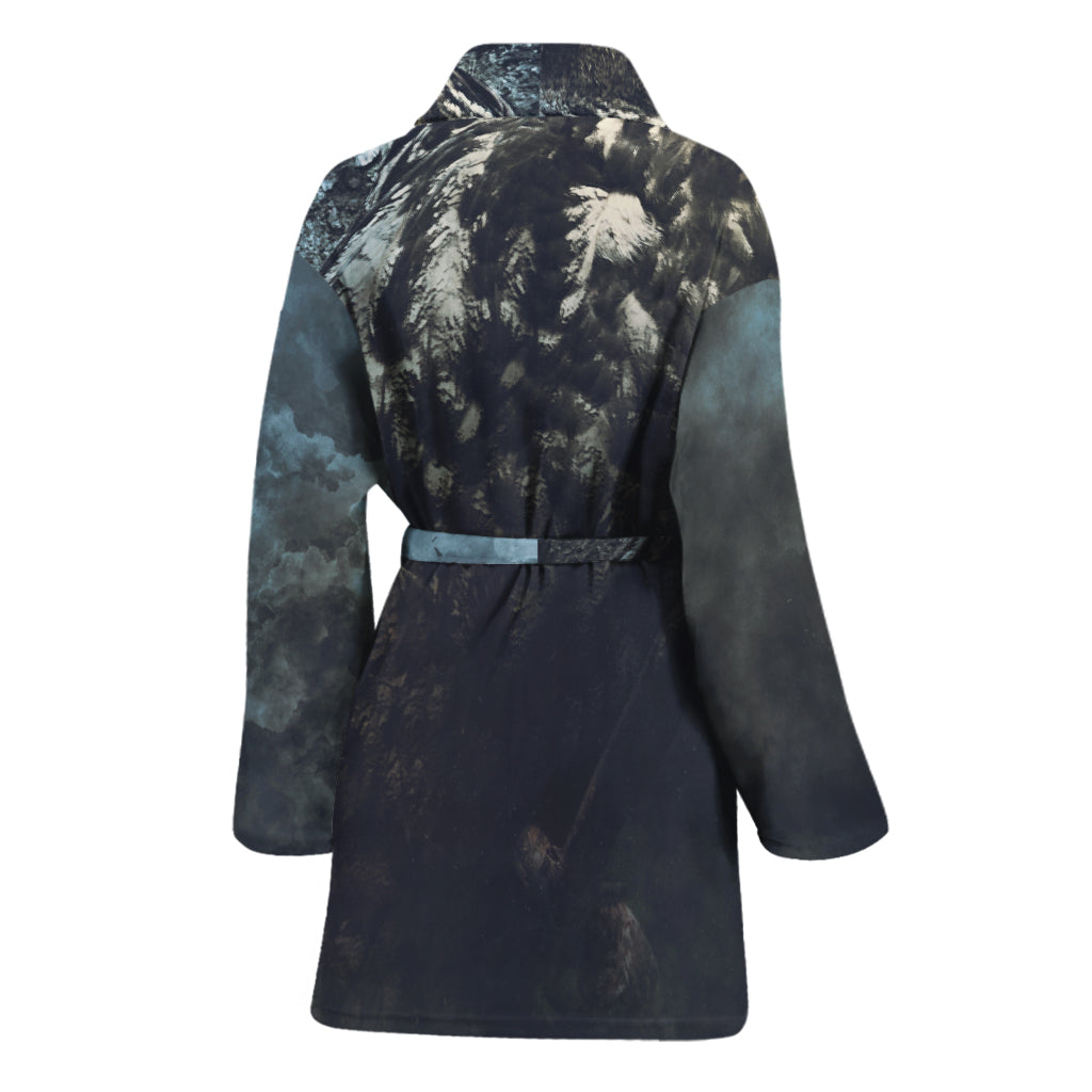 Owl At Night Print Women's Bathrobe