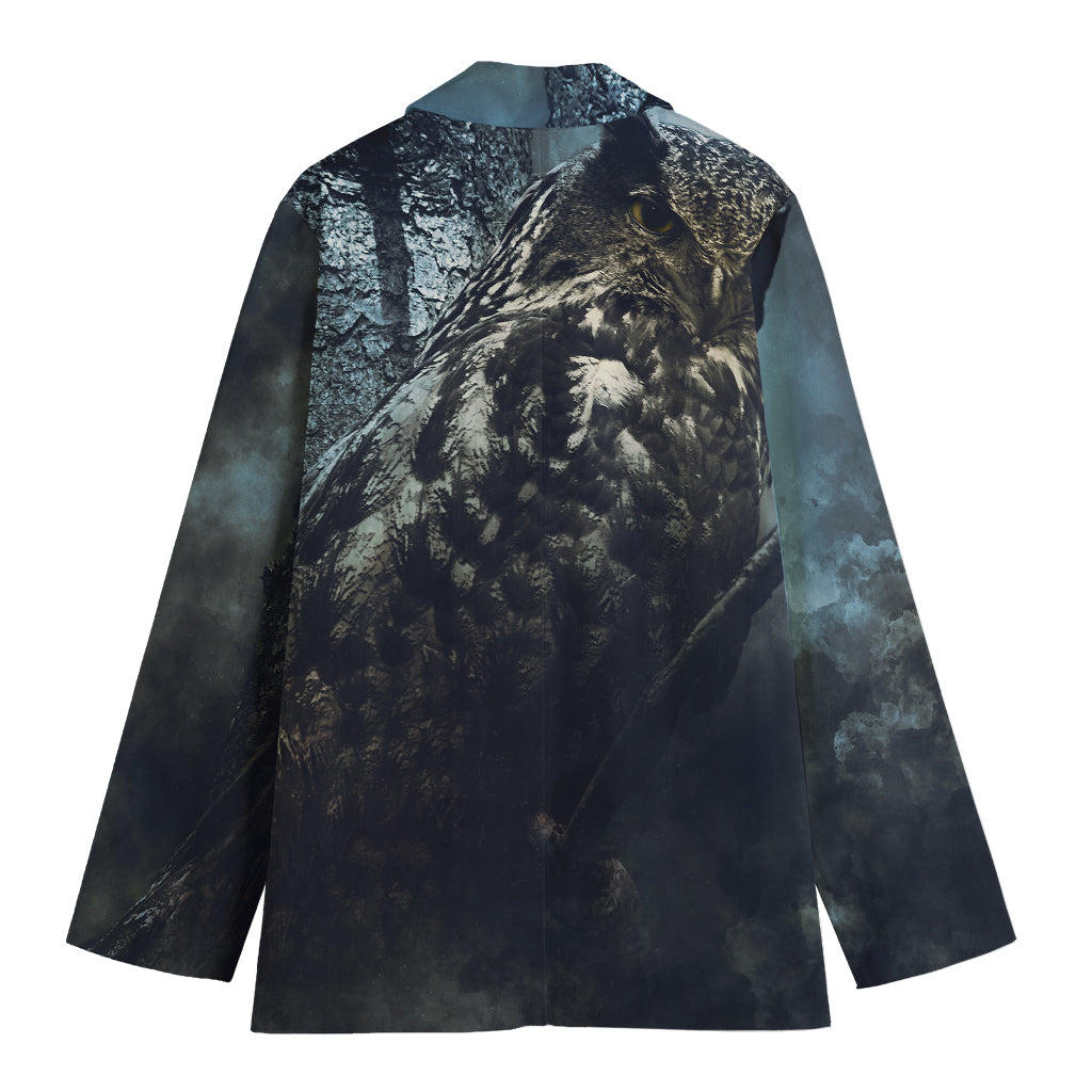 Owl At Night Print Women's Blazer