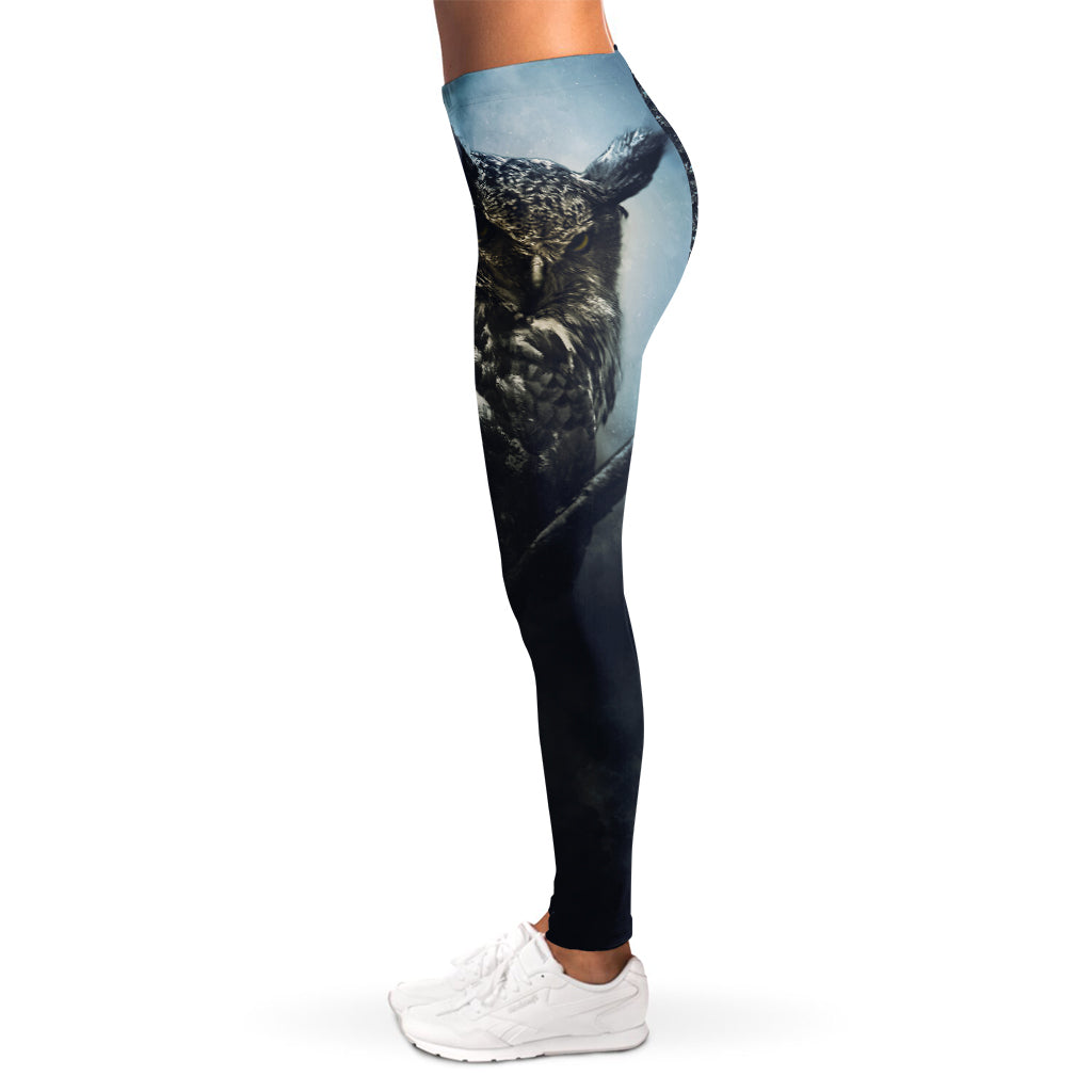 Owl At Night Print Women's Leggings