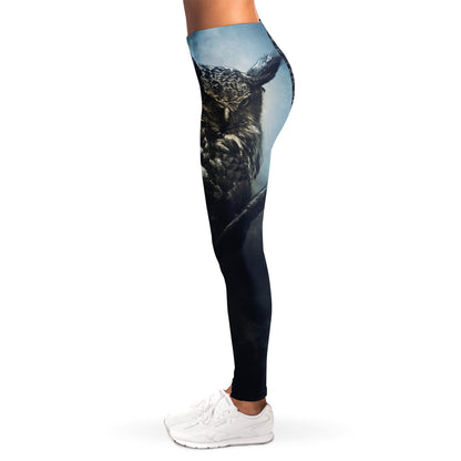 Owl At Night Print Women's Leggings