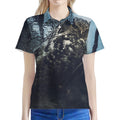 Owl At Night Print Women's Polo Shirt